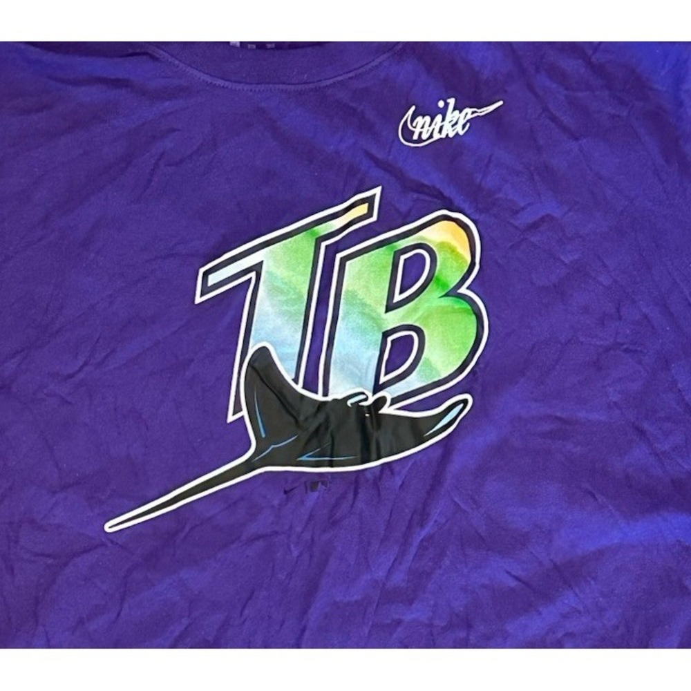 Tampa Bay Devil Rays Nike Logo T-Shirt, Purple, 3XL - Picture 3 of 7